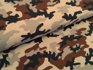 Baumwolljersey Camouflage Tarnflecken braun
